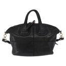 GIVENCHY Hand Bag Leather 2way Black Gold Auth ka667-2
