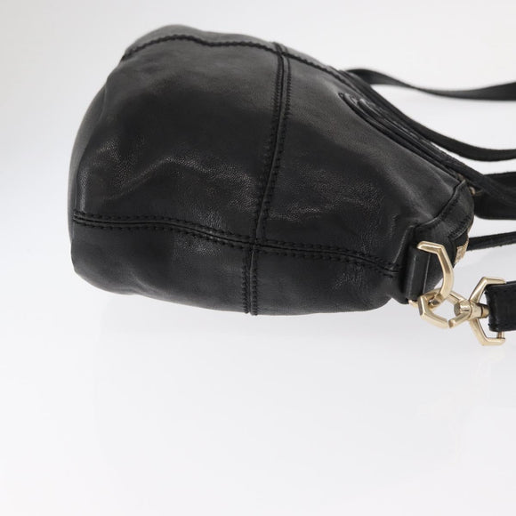 GIVENCHY Hand Bag Leather 2way Black Gold Auth ka667