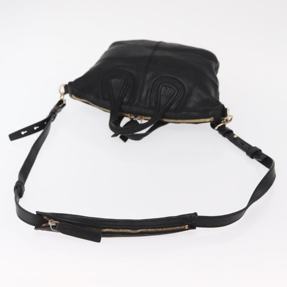 GIVENCHY Hand Bag Leather 2way Black Gold Auth ka667