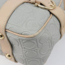 Salvatore Ferragamo Gancini Shoulder Bag PVC Leather Light Blue Gold Auth ka6670-15