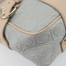 Salvatore Ferragamo Gancini Shoulder Bag PVC Leather Light Blue Gold Auth ka6670-16