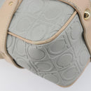 Salvatore Ferragamo Gancini Shoulder Bag PVC Leather Light Blue Gold Auth ka6670-18