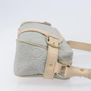 Salvatore Ferragamo Gancini Shoulder Bag PVC Leather Light Blue Gold Auth ka6670-3