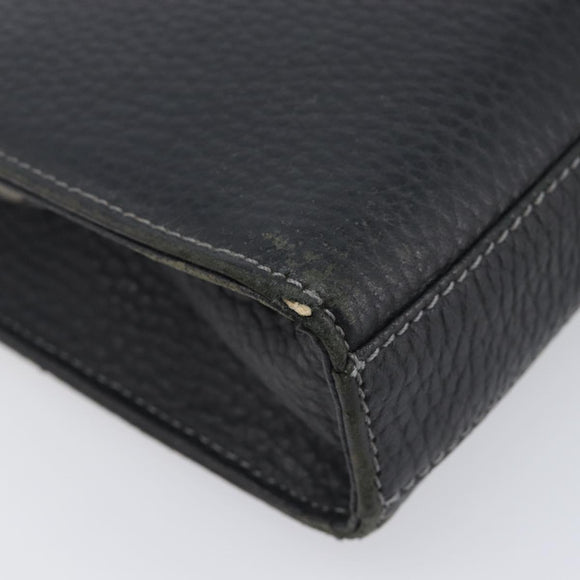 Burberrys Clutch Bag Leather Black Silver Auth ka6672