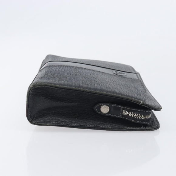 Burberrys Clutch Bag Leather Black Silver Auth ka6672