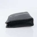 Burberrys Clutch Bag Leather Black Silver Auth ka6672-5