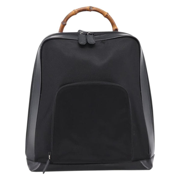 GUCCI Bamboo Shoulder Bag Nylon Black 003 2058 0059 5 Auth ka6673