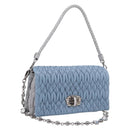 Miu Miu Matelasse Shoulder Bag Leather Light Blue Silver Auth ka6674M-1