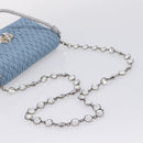 Miu Miu Matelasse Shoulder Bag Leather Light Blue Silver Auth ka6674M-10