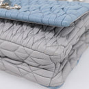 Miu Miu Matelasse Shoulder Bag Leather Light Blue Silver Auth ka6674M-13