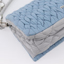 Miu Miu Matelasse Shoulder Bag Leather Light Blue Silver Auth ka6674M-16
