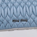 Miu Miu Matelasse Shoulder Bag Leather Light Blue Silver Auth ka6674M-17