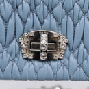 Miu Miu Matelasse Shoulder Bag Leather Light Blue Silver Auth ka6674M-18