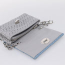 Miu Miu Matelasse Shoulder Bag Leather Light Blue Silver Auth ka6674M-19