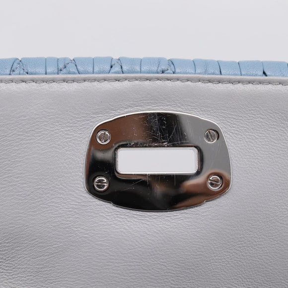 Miu Miu Matelasse Shoulder Bag Leather Light Blue Silver Auth ka6674M