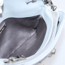 Miu Miu Matelasse Shoulder Bag Leather Light Blue Silver Auth ka6674M-23