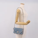 Miu Miu Matelasse Shoulder Bag Leather Light Blue Silver Auth ka6674M-29