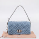 Miu Miu Matelasse Shoulder Bag Leather Light Blue Silver Auth ka6674M-30
