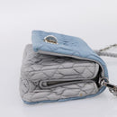 Miu Miu Matelasse Shoulder Bag Leather Light Blue Silver Auth ka6674M-5
