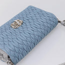 Miu Miu Matelasse Shoulder Bag Leather Light Blue Silver Auth ka6674M-7