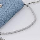 Miu Miu Matelasse Shoulder Bag Leather Light Blue Silver Auth ka6674M-8