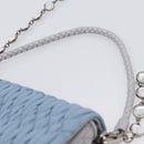 Miu Miu Matelasse Shoulder Bag Leather Light Blue Silver Auth ka6674M-9