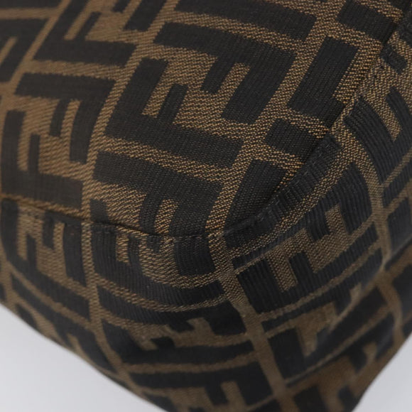 FENDI Zucca Canvas Mamma Baguette Shoulder Bag Black Silver Auth ka6675A