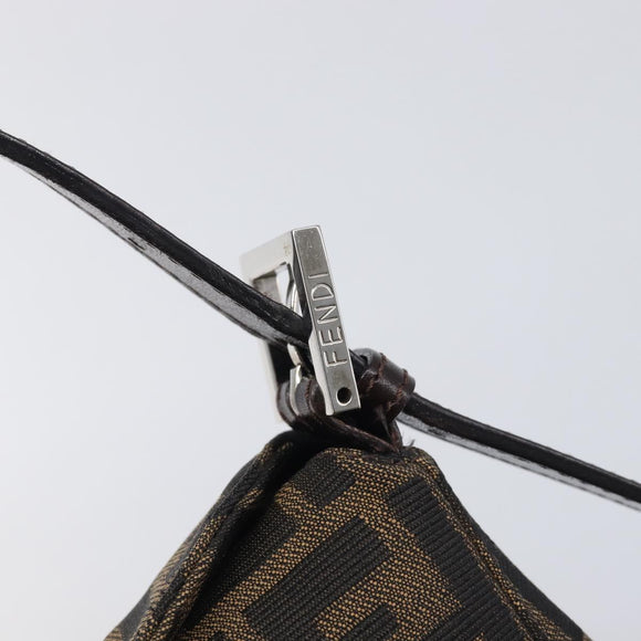 FENDI Zucca Canvas Mamma Baguette Shoulder Bag Black Silver Auth ka6675A