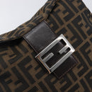 FENDI Zucca Canvas Mamma Baguette Shoulder Bag Black Silver Auth ka6675A-15