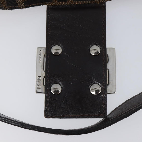 FENDI Zucca Canvas Mamma Baguette Shoulder Bag Black Silver Auth ka6675A