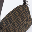 FENDI Zucca Canvas Mamma Baguette Shoulder Bag Black Silver Auth ka6675A-6