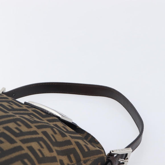 FENDI Zucca Canvas Mamma Baguette Shoulder Bag Black Silver Auth ka6675A