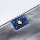 CHANEL Boy Chanel Medium Chain Shoulder Bag Lamb Skin Gray Silver Auth ka6676A-20