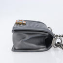 CHANEL Boy Chanel Medium Chain Shoulder Bag Lamb Skin Gray Silver Auth ka6676A-4