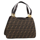 FENDI Zucca Canvas Hand Bag Black Gold Tone Auth ka6679V-1