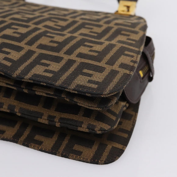 FENDI Zucca Canvas Hand Bag Black Gold Tone Auth ka6679V
