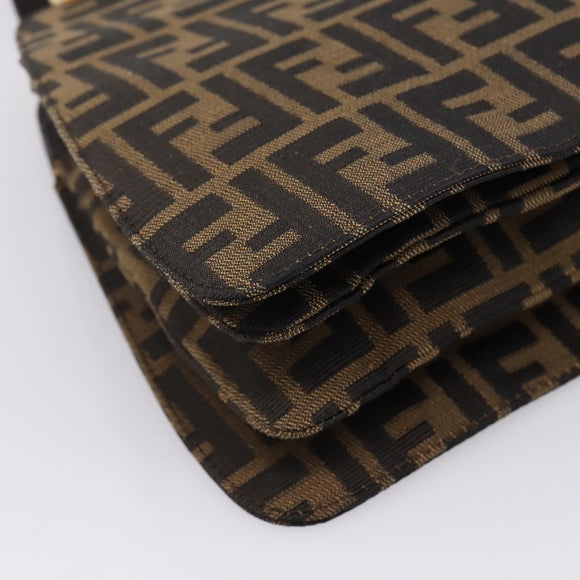 FENDI Zucca Canvas Hand Bag Black Gold Tone Auth ka6679V