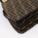 FENDI Zucca Canvas Hand Bag Black Gold Tone Auth ka6679V-18