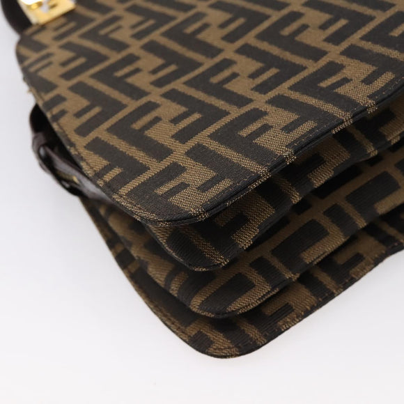 FENDI Zucca Canvas Hand Bag Black Gold Tone Auth ka6679V