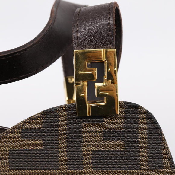 FENDI Zucca Canvas Hand Bag Black Gold Tone Auth ka6679V