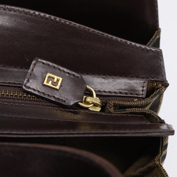 FENDI Zucca Canvas Hand Bag Black Gold Tone Auth ka6679V