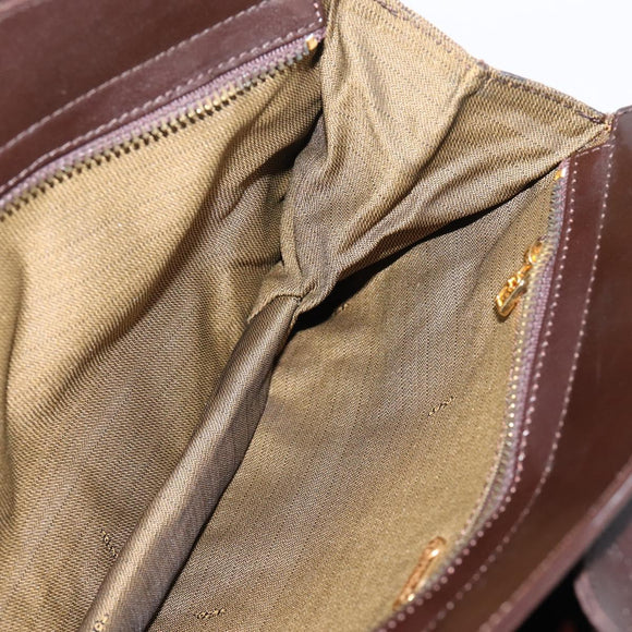 FENDI Zucca Canvas Hand Bag Black Gold Tone Auth ka6679V
