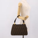 FENDI Zucca Canvas Hand Bag Black Gold Tone Auth ka6679V-26