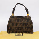 FENDI Zucca Canvas Hand Bag Black Gold Tone Auth ka6679V-12