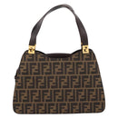 FENDI Zucca Canvas Hand Bag Black Gold Tone Auth ka6679V-3