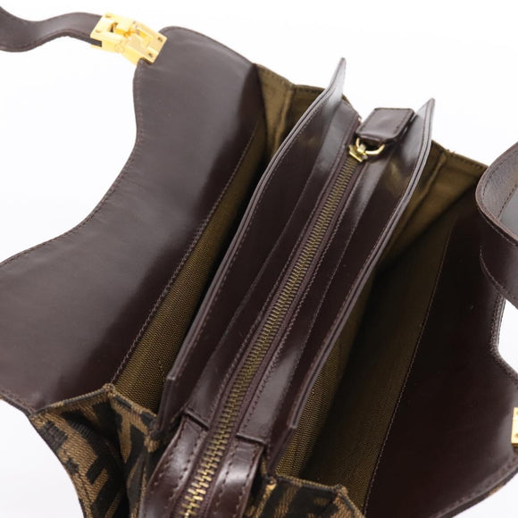 FENDI Zucca Canvas Hand Bag Black Gold Tone Auth ka6679V