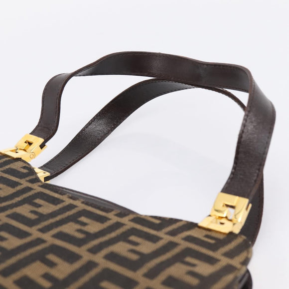 FENDI Zucca Canvas Hand Bag Black Gold Tone Auth ka6679V
