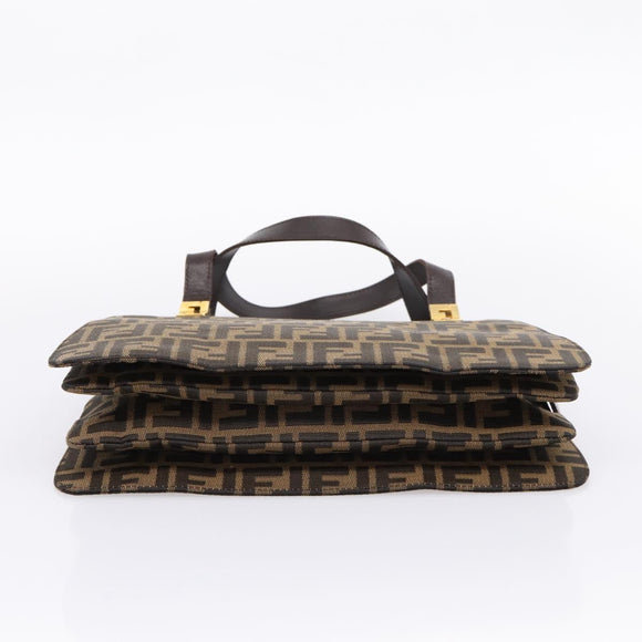 FENDI Zucca Canvas Hand Bag Black Gold Tone Auth ka6679V