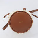 CELINE Triomphe Shoulder Bag PVC Leather White Gold Tone Auth ka6681A-10