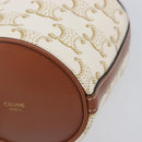 CELINE Triomphe Shoulder Bag PVC Leather White Gold Tone Auth ka6681A-11
